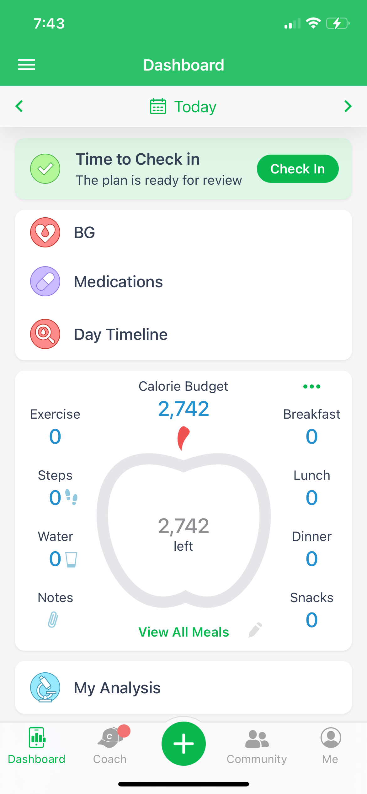 Weekly Check-In Screenshot